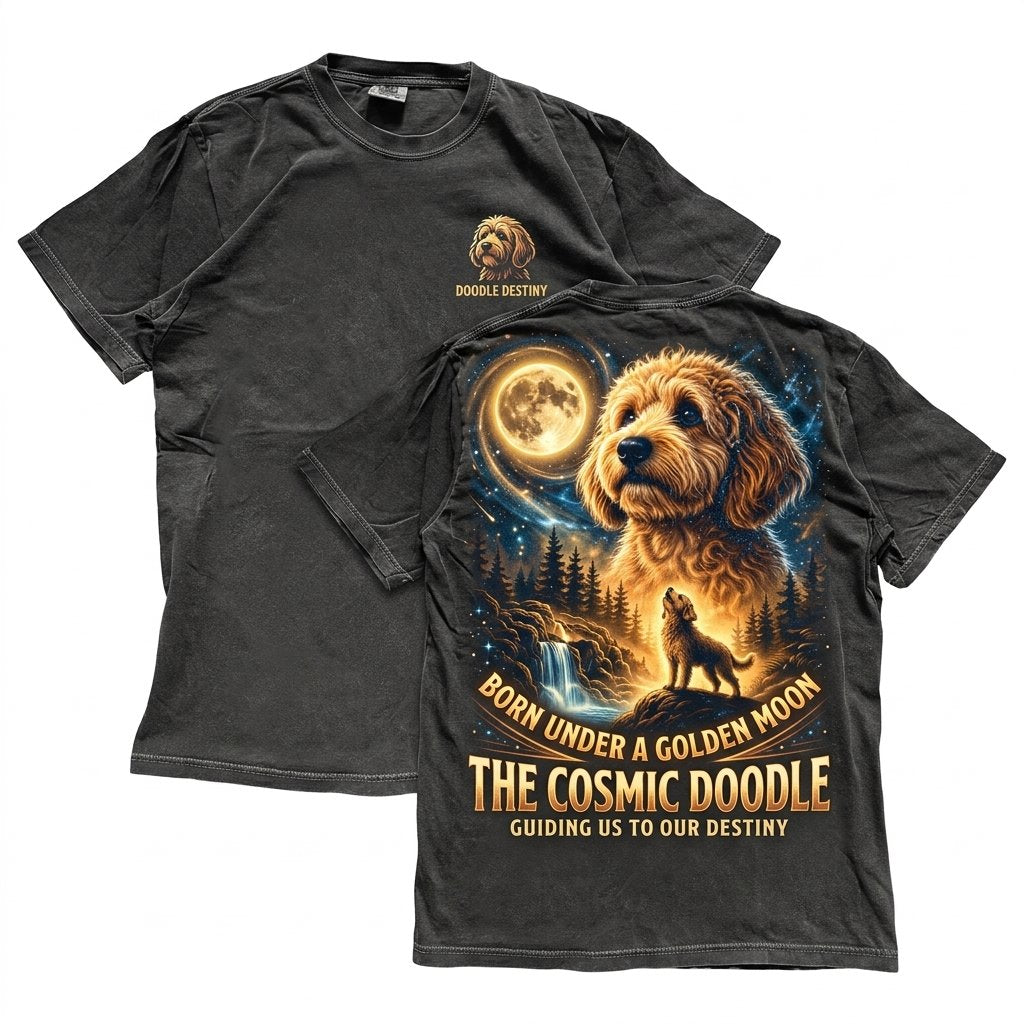 Doodle Howling To The Moon 90s Retro Vintage Animal Graphic Dog Lover Gift Unisex Wash T-Shirt