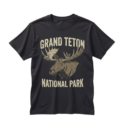 Vintage Retro Grand Teton Wyoming National Park Moose Hiking Vacation Outdoor Birthday Gift Unisex TShirt