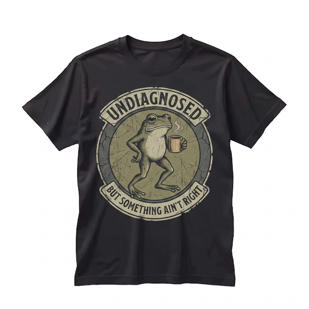 Undiagnosed But Something Aint Right Funny Frog Sarcastic Humor Mental Health Anxiety Graphic Unisex TShirt