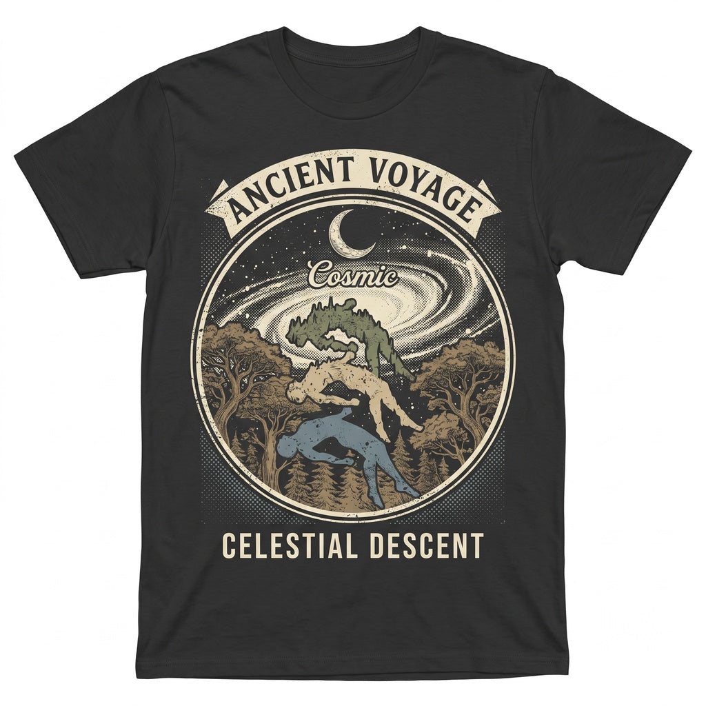 Falling Through The Universe Vintage 90s Dark Art Y2K Gothic Washed Relaxed Graphic Unisex TShirt