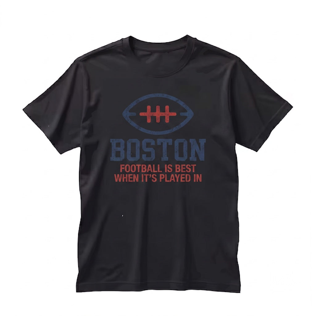 Vintage Boston Football Graphic New England Retro Double Sided Print Crewneck Apparel Unisex TShirt