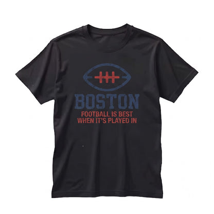 Vintage Boston Football Graphic New England Retro Double Sided Print Crewneck Apparel Unisex TShirt