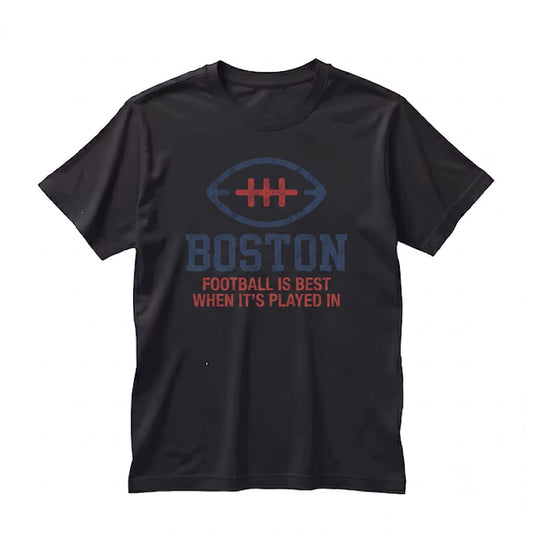 Vintage Boston Football Graphic New England Retro Double Sided Print Crewneck Apparel Unisex TShirt