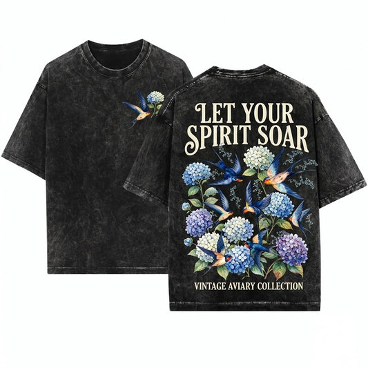 90s Vintage Retro Y2k Nature Bird Swallows Camping Hiking Graphic Unisex Wash T-Shirt