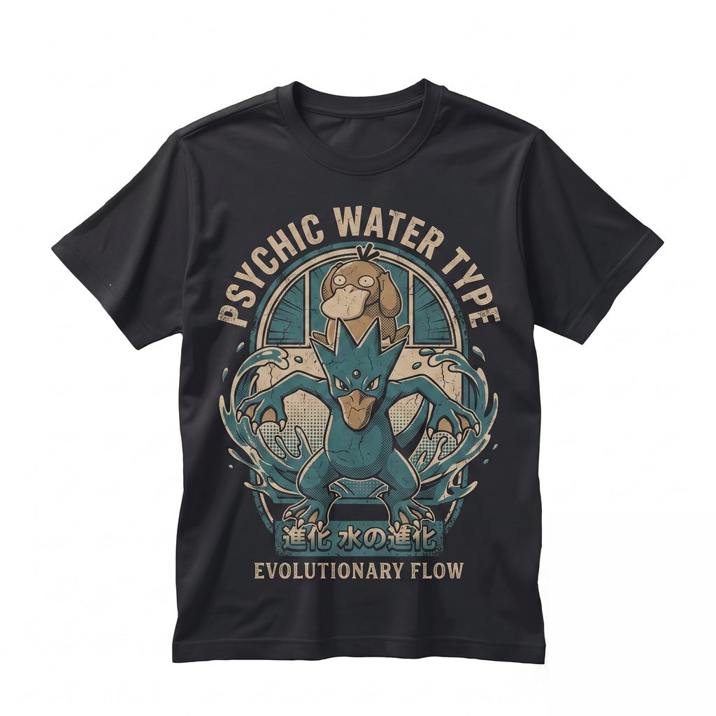 Psyduck Golduck Japanese Style Water Evolution Anime Kawaii Manga Graphic Streetwear Unisex TShirt