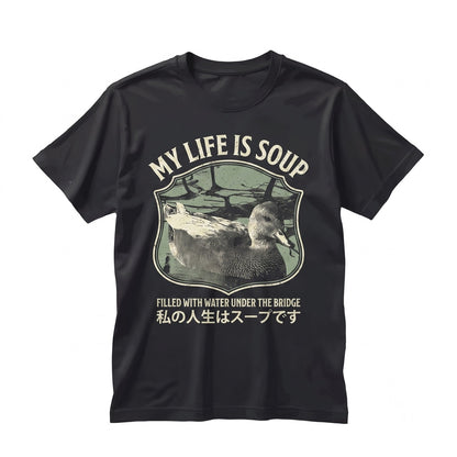 My Life Is Soup Funny Vintage Japanese Duck Graphic Retro Humor Unisex TShirt