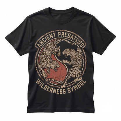 Vintage Leopard Fighting Graphic Retro Jungle Wildlife Engraved Big Cat Aesthetic Animal Gift Unisex TShirt