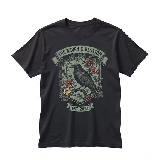 Vintage Raven Gothic Cottagecore Crow Floral Graphic Dark Nature Witchy Aesthetic Retro Bird Unisex TShirt