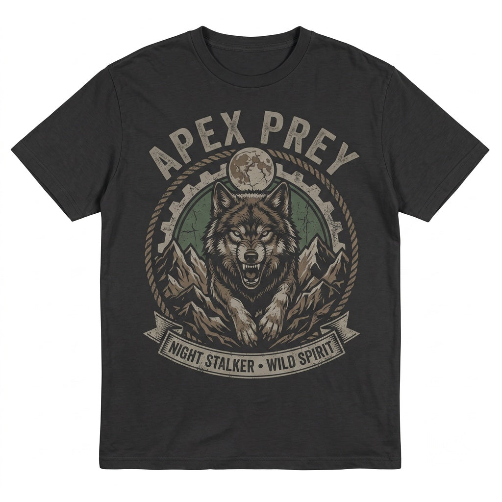 Vintage Wolf Moon Lightning Storm Graphic Unisex TShirt