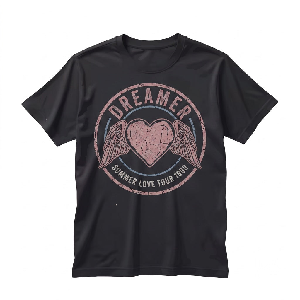 Vintage Dreamer Festival World Tour Concert Retro Heart Graphic Angel Unisex TShirt