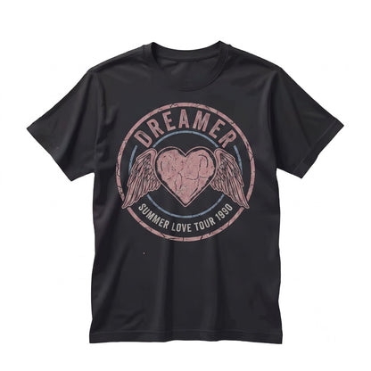 Vintage Dreamer Festival World Tour Concert Retro Heart Graphic Angel Unisex TShirt