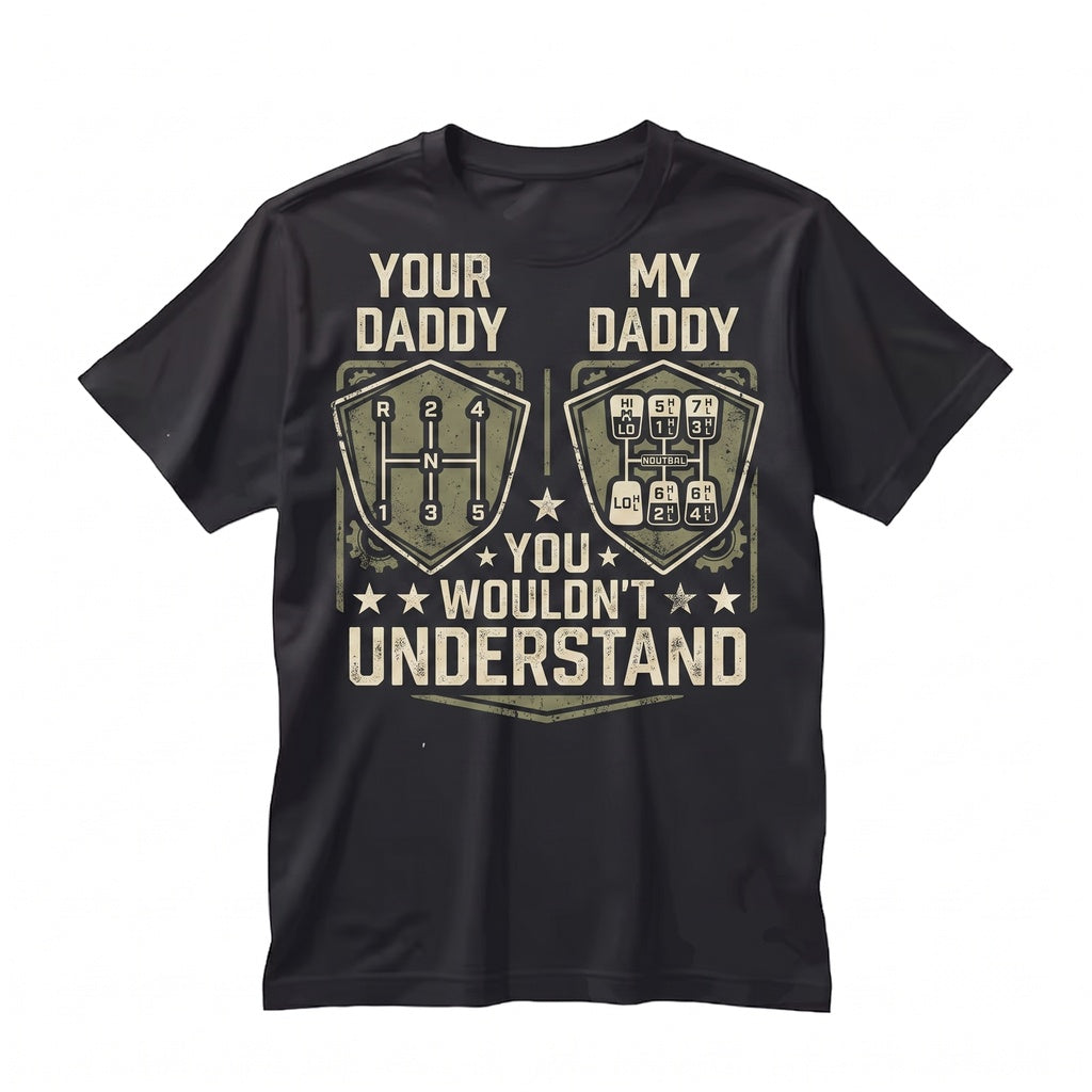 Funny Car Guy Manual Stick Shift Garage Mechanic Dad Humor Graphic Apparel Unisex TShirt