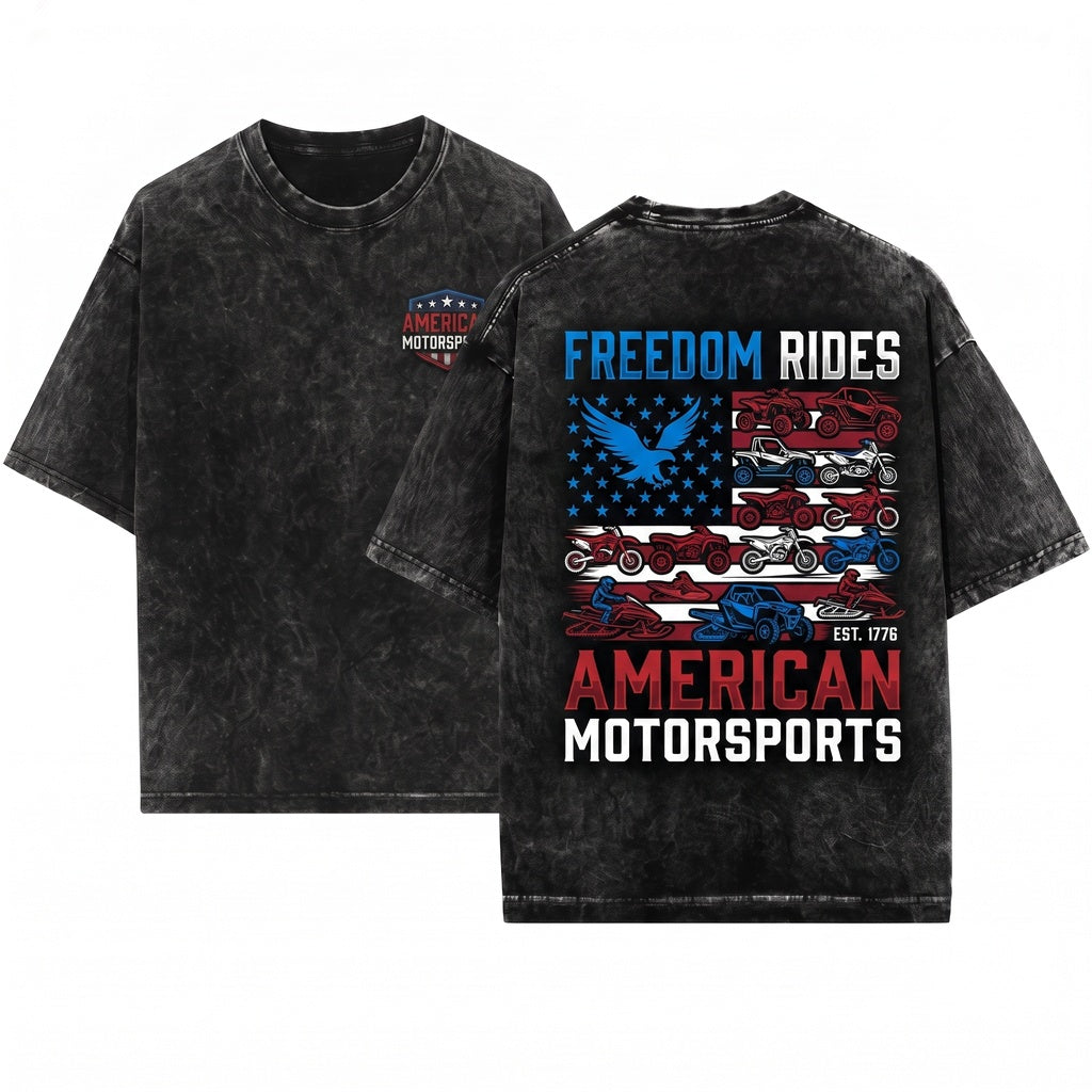Patriotic American Flag ATV Quad Off Road Rider 4 Wheeler Dad Gift Unisex Wash T-Shirt