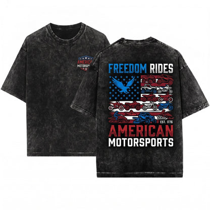 Patriotic American Flag ATV Quad Off Road Rider 4 Wheeler Dad Gift Unisex Wash T-Shirt