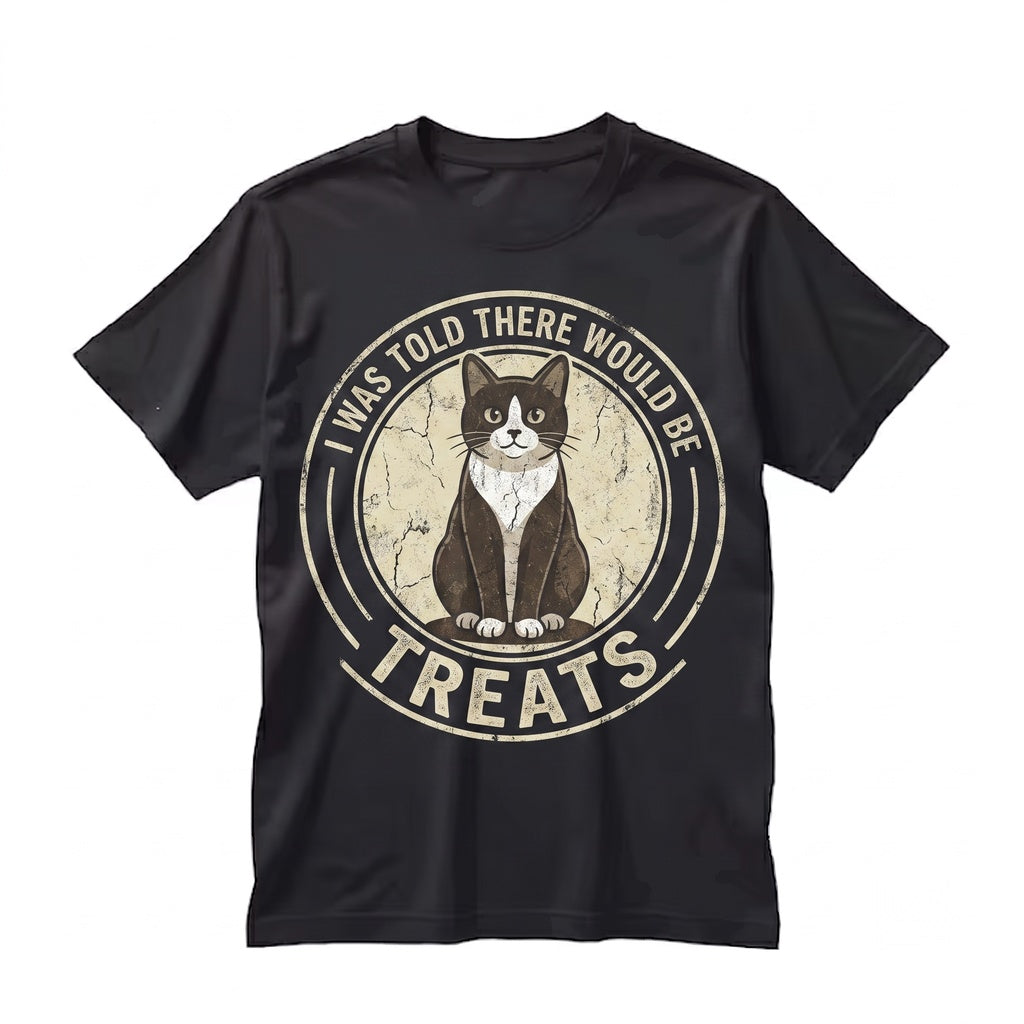 I Was Told There Would Be Treats Funny Tuxedo Cat Lover Graphic Apparel Unisex TShirt
