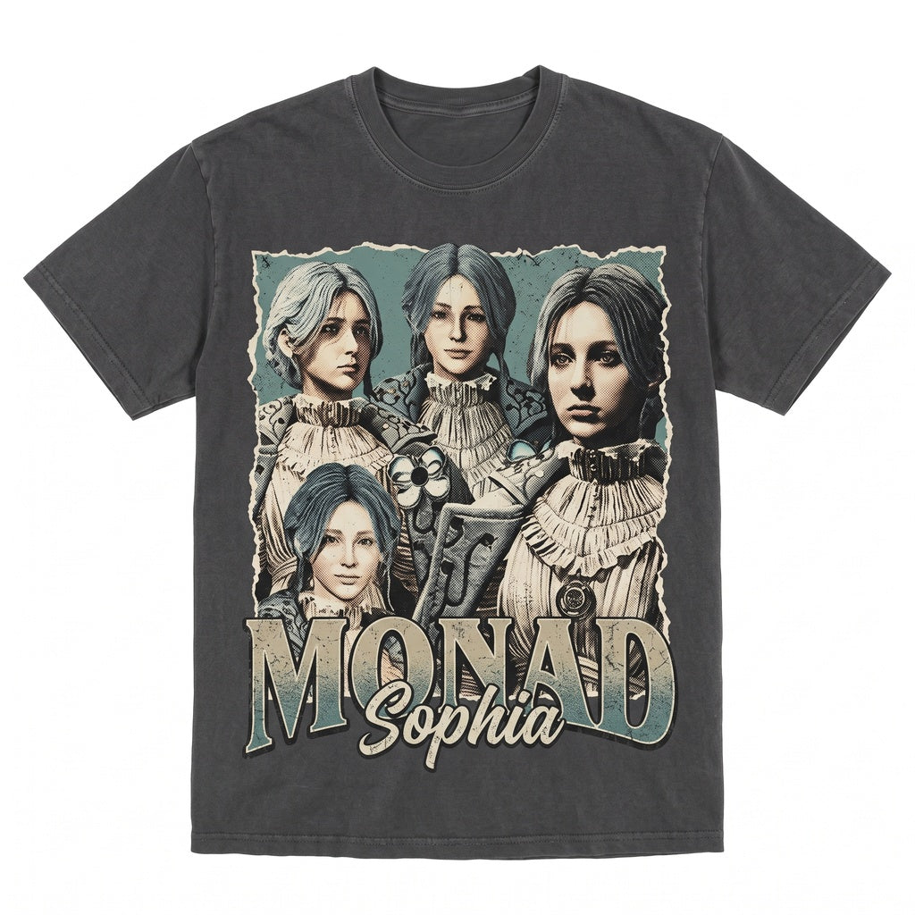 Sophia Monad Blue Butterfly Gothic Puppet Sci-Fi Horror Gaming Vintage Cotton Graphic Print Unisex TShirt