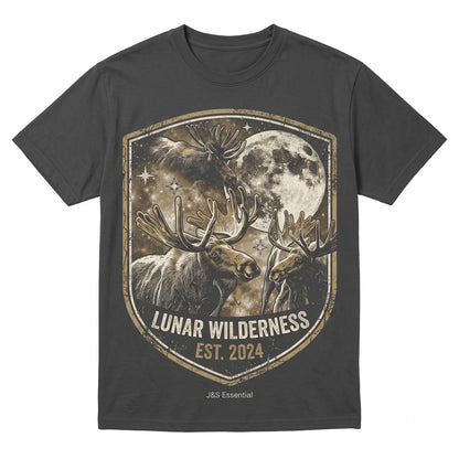 Three Moose Retro Moon Graphic Oversized Washed Vintage Funny Unisex TShirt