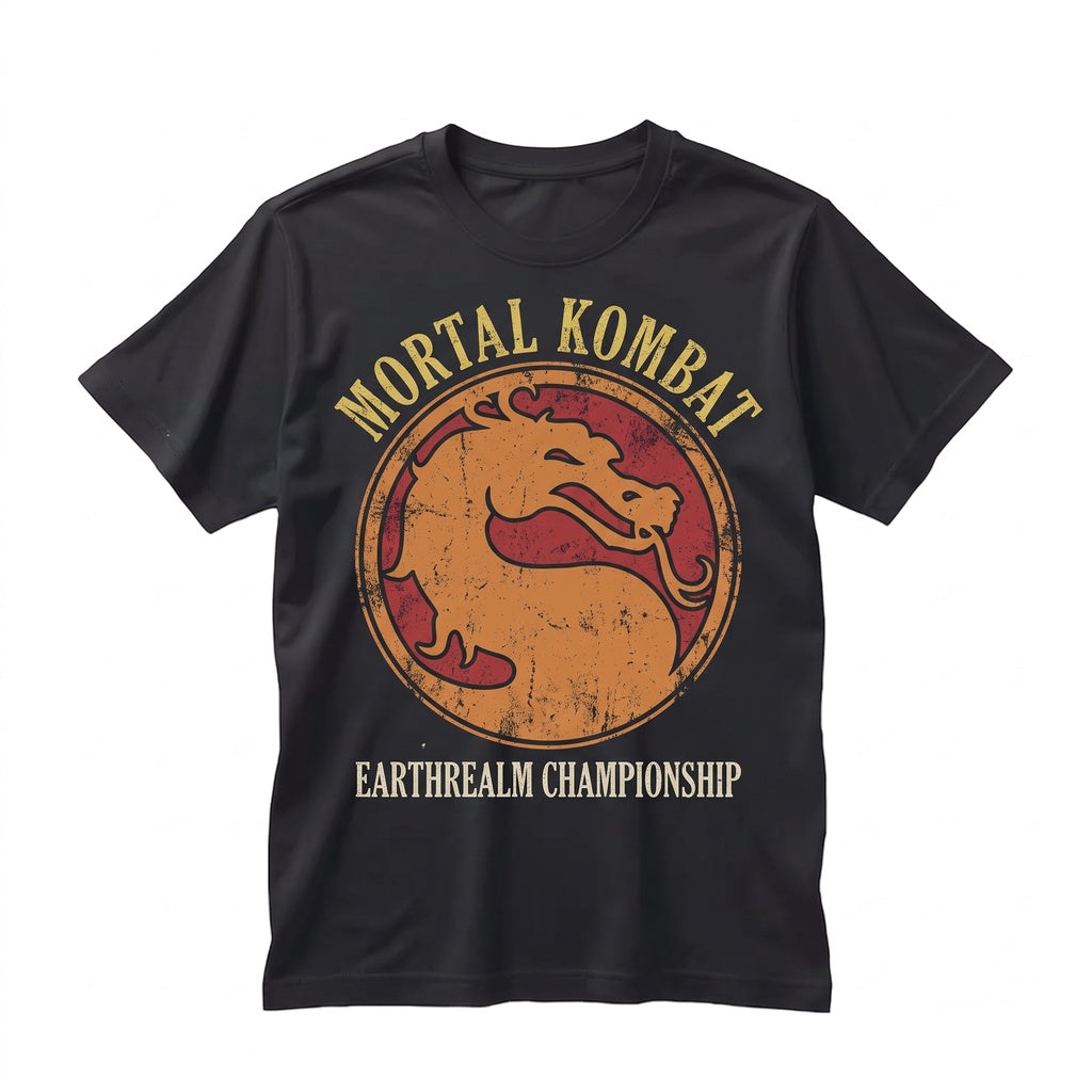 Retro Fighting Video Game Dragon Logo Martial Arts Graphic Vintage Cotton Apparel Unisex TShirt