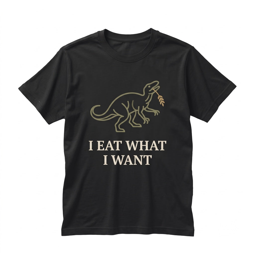Funny I Eat What Want Retro T-Rex Dino Graphic Print Cotton Unisex TShirt