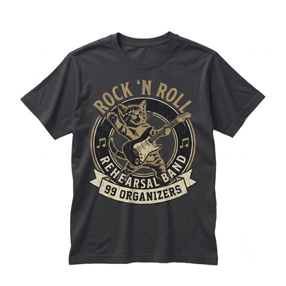 Funny Kitten Playing Electric Guitar Rocker Musician Gift for Cat Lovers Graphic Apparel Unisex TShirt