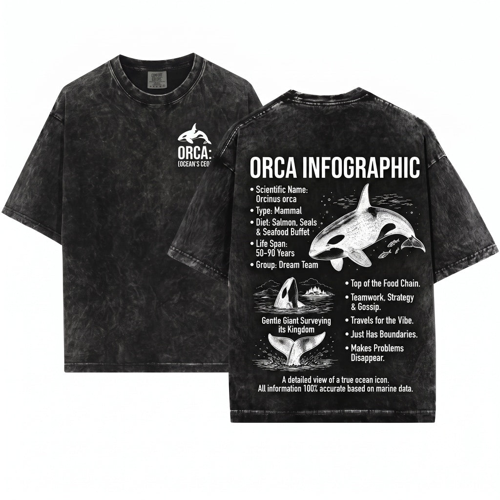 Funny Orca Oceans CEO Killer Whale Marine Biology Vintage Sea Animal Nature Gift Unisex Wash T-Shirt
