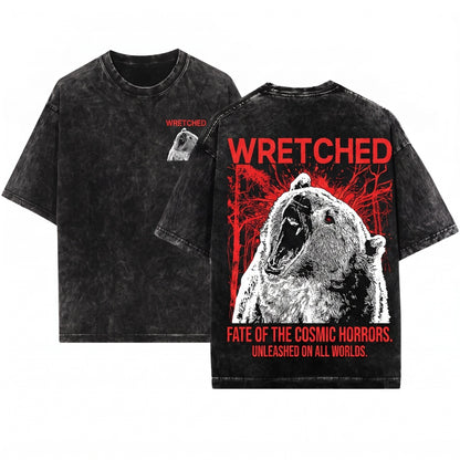 Wretched Bear Vintage Japanese Cosmic Horror Unisex Wash T-Shirt
