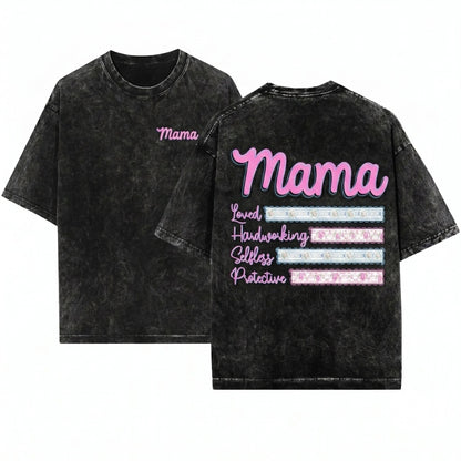 Preppy Coquette Lace Floral Stripe Bow Loved Hardworking Selfless Protective Mama Quote Mother’s Day Gift Digital PNG Unisex Wash