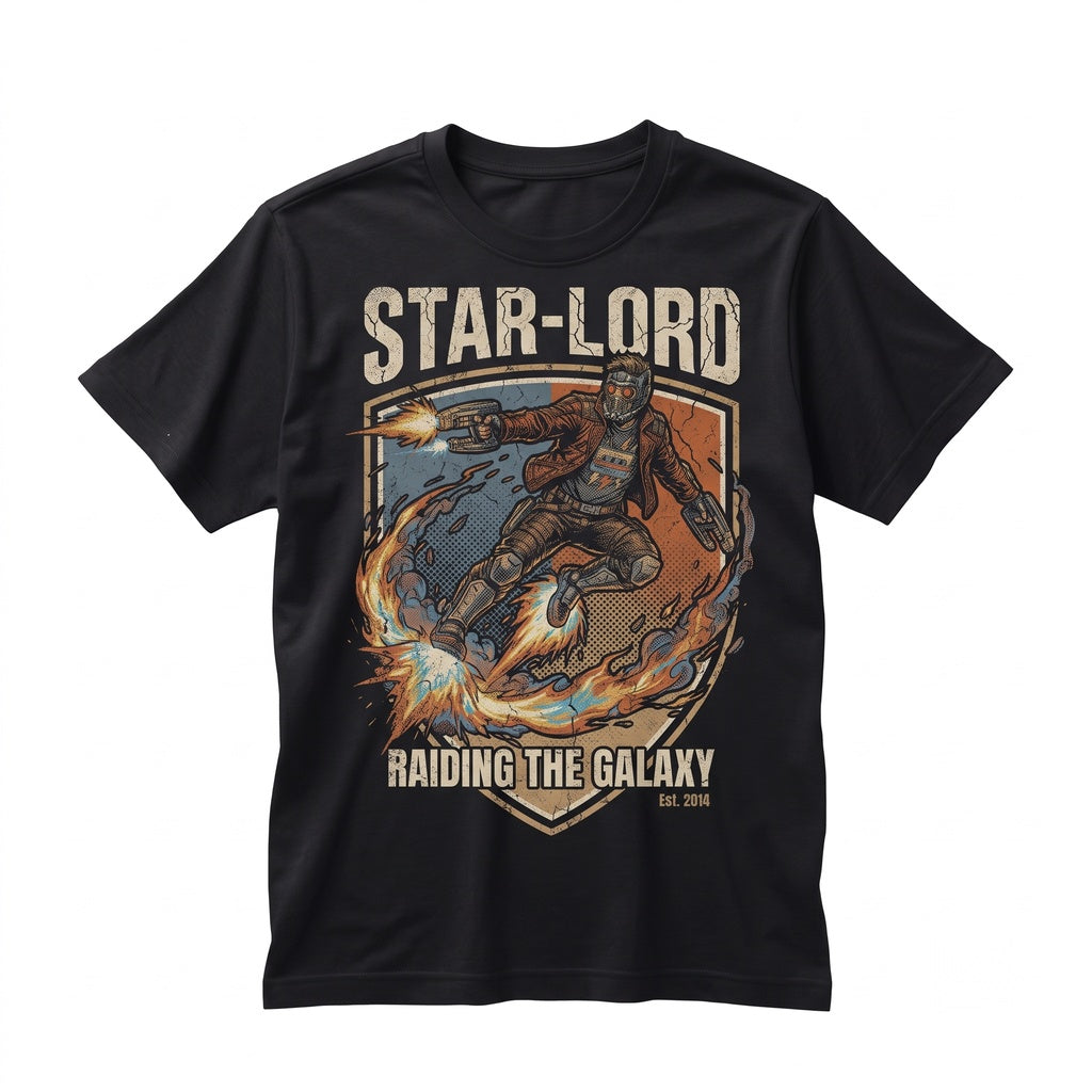 Peter Quill Galaxy Space Hero Graphic Oversized Cotton Top, Sci-Fi Matching Apparel Unisex TShirt