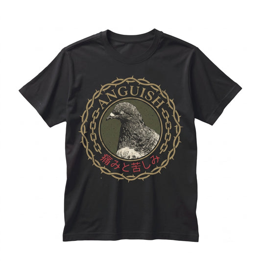 Anguish Pigeon Vintage Japanese Graphic Retro Bird Cotton Unisex TShirt