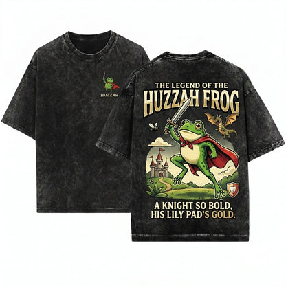 Embroidered Huzzah Sword Frog Garment Unisex Wash T-Shirt