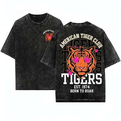 Custom Personalized Tigers School Spirit Team Game Day Cheer Girly Mascot Unisex Wash T-Shirt