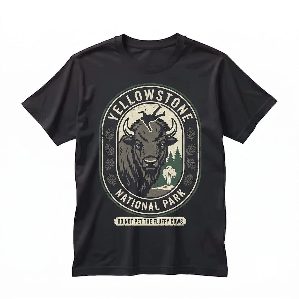Do Not Pet The Fluffy Cow Funny Bison Graphic, Summer Family Vacation Camping Wildlife Outfit, Unisex TShirt