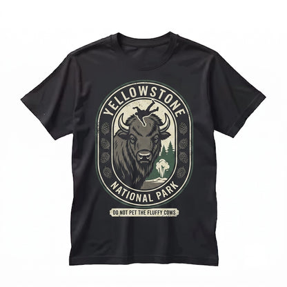 Do Not Pet The Fluffy Cow Funny Bison Graphic, Summer Family Vacation Camping Wildlife Outfit, Unisex TShirt