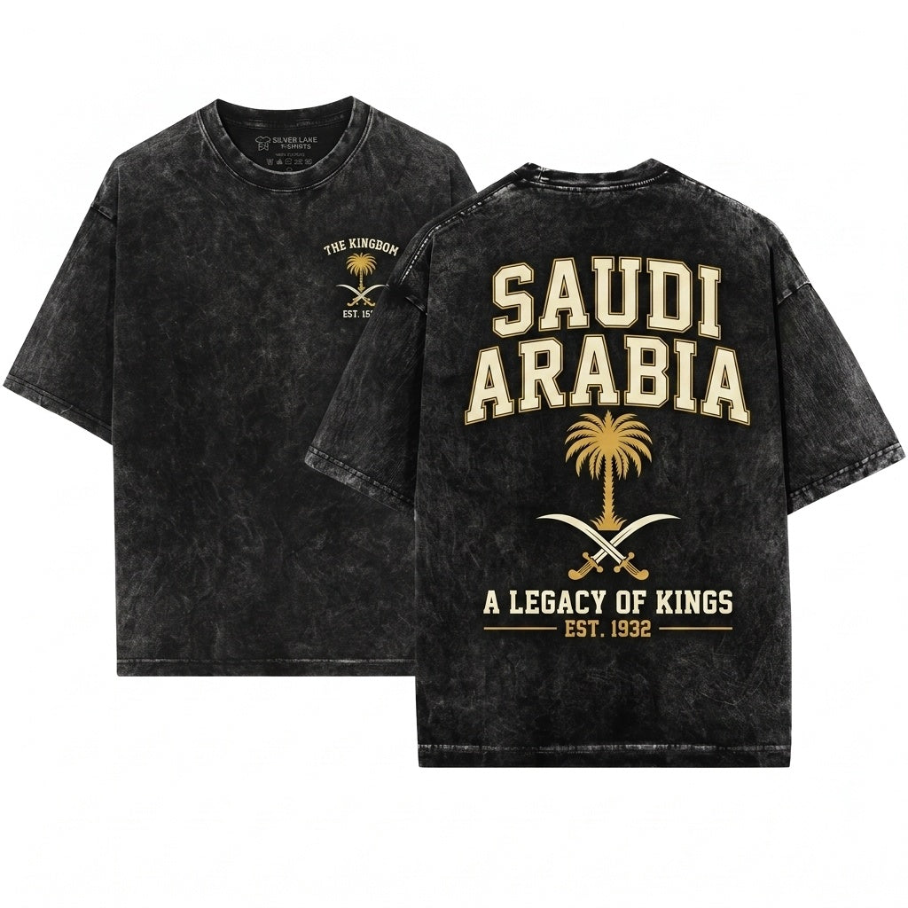 Saudi Arabia Kingdom Flag Patriotic Arab Birthday Gift Ideas Arabic Unisex Wash T-Shirt