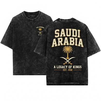 Saudi Arabia Kingdom Flag Patriotic Arab Birthday Gift Ideas Arabic Unisex Wash T-Shirt