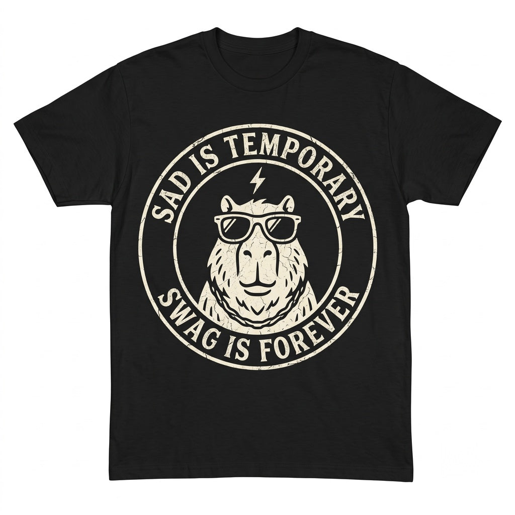 Capybara Graphic Sad Is Temporary Swag Forever Funny Animal Meme Top Unisex TShirt