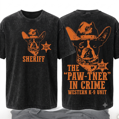 Custom Boston Terrier Cowboy Fun Dog Name Add Lovers Unique Gift Unisex Heavyweight Garment-Dyed T-Shirt