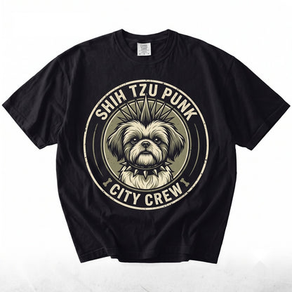 Funny Vintage Punk Rocker Goth Shih Tzu Dog Mom Pet Lover Graphic Gift Unisex TShirt