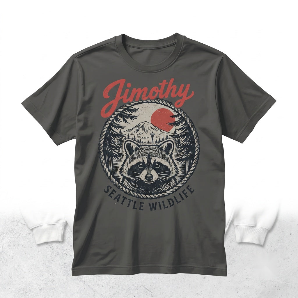 Jimothy Viral Seattle Raccoon Vintage Pacific Northwest Wildlife Funny Round King Graphic Unisex TShirt