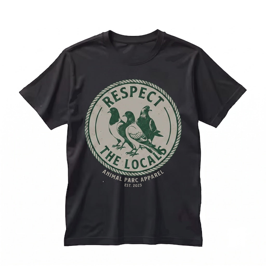 Respect The Locals Pigeon Funny Animal Lover Graphic Unisex TShirt