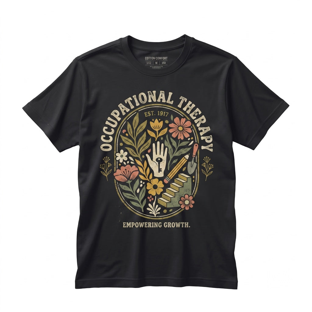Retro Floral Occupational Therapy OT Mental Health Awareness Appreciation Gift Unisex TShirt
