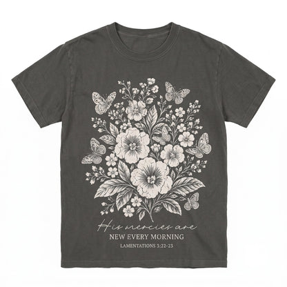 Christian Boho His Mercies Are New Every Morning Faith Based Lamentations Bible Verse Inspirational Unisex TShirt