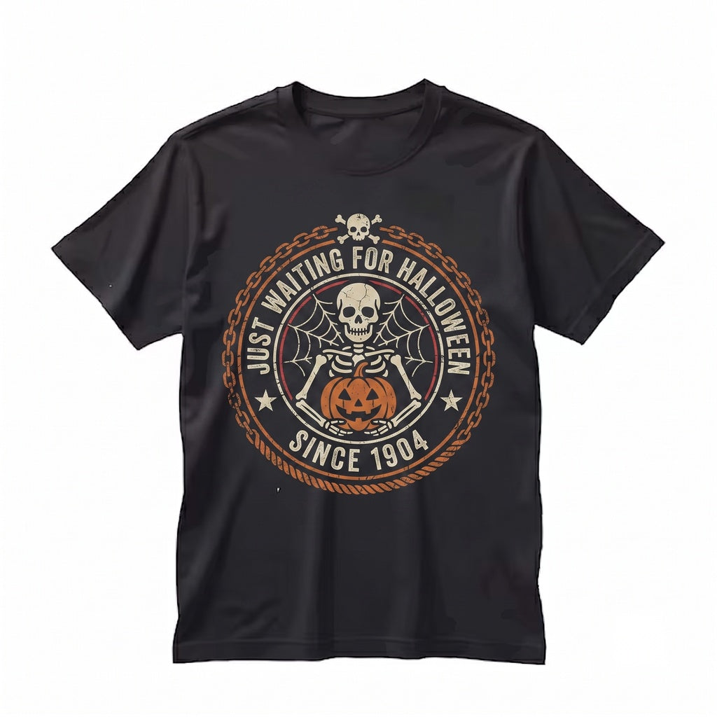 Vintage Skeleton Pumpkin Graphic Halloween Spooky Season Autumn Apparel Unisex TShirt