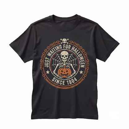 Vintage Skeleton Pumpkin Graphic Halloween Spooky Season Autumn Apparel Unisex TShirt
