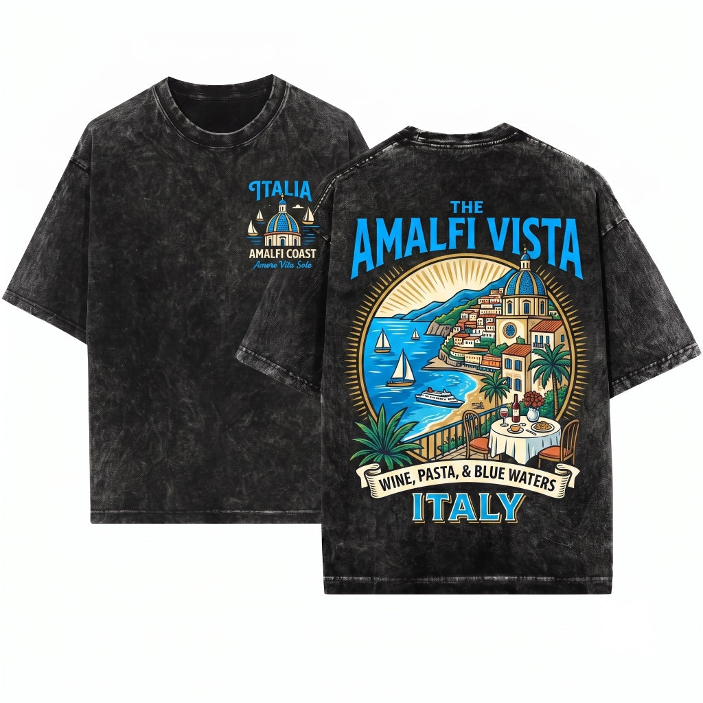 Positano Amalfi Coast Italy Mediterranean Vacation Travel Graphic Unisex Wash T-Shirt
