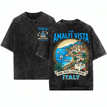 Positano Amalfi Coast Italy Mediterranean Vacation Travel Graphic Unisex Wash T-Shirt