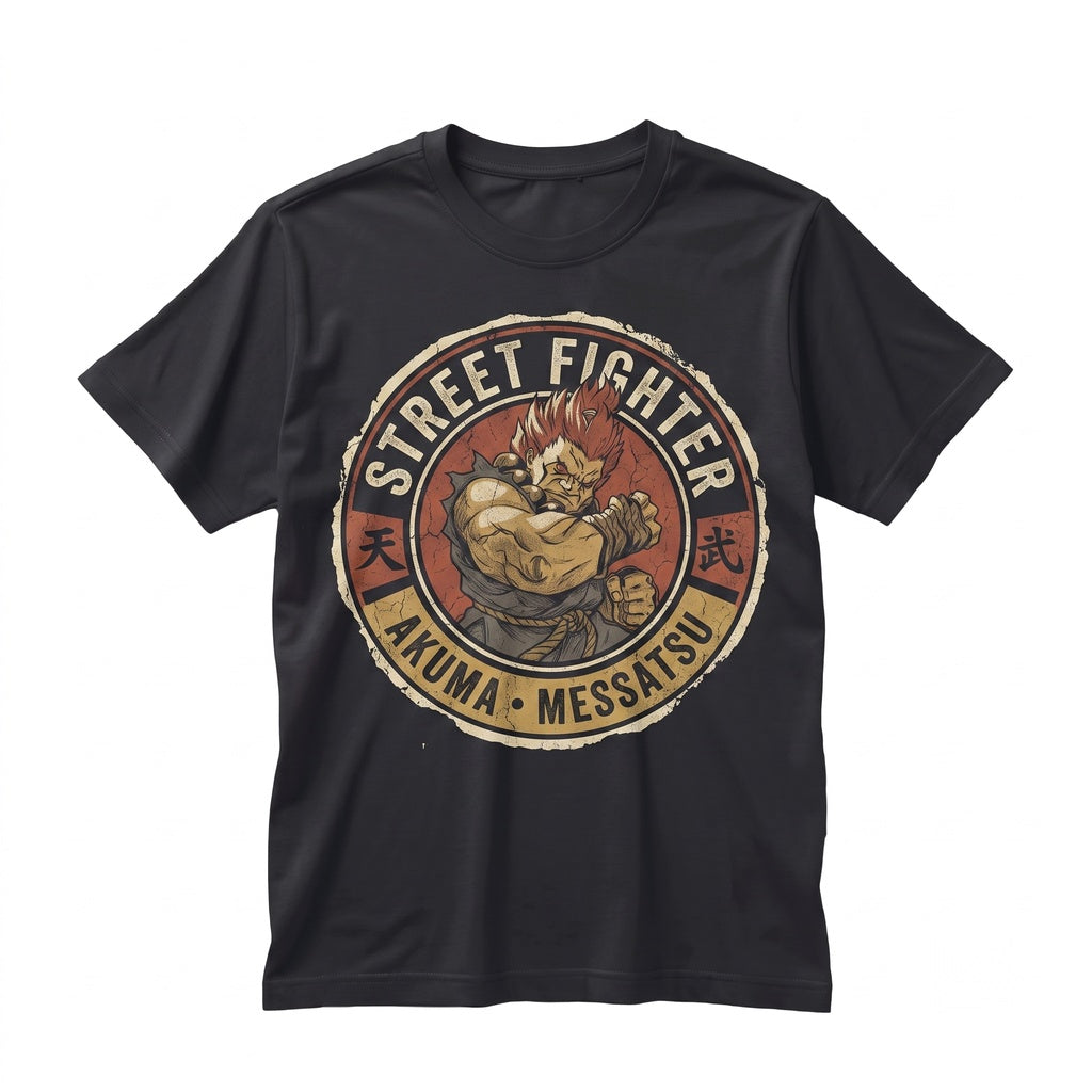 Raging Demon Fighter Graphic Retro Arcade Martial Arts Graphic Heavyweight Cotton Unisex TShirt