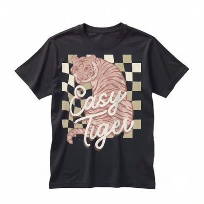 Vintage Easy Tiger Graphic Checkerboard Crewneck Cotton Unisex TShirt