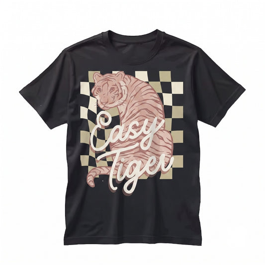 Vintage Easy Tiger Graphic Checkerboard Crewneck Cotton Unisex TShirt