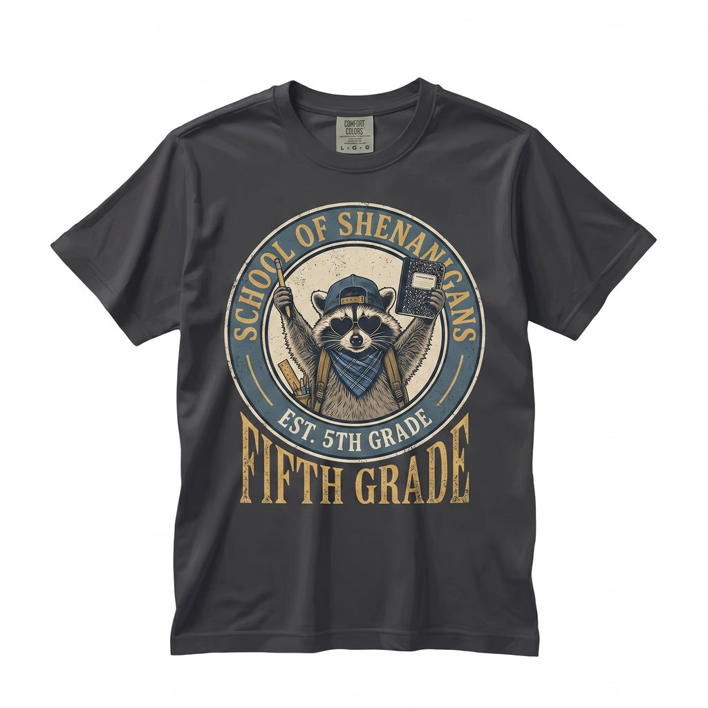 Fifth Grade Teacher Funny Feral Raccoon Back to School Team Last Day Apparel Unisex TShirt